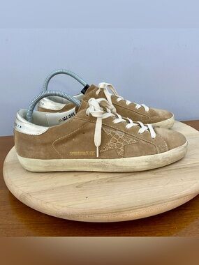 Golden Goose GGBD Super-Star Brown Suede Silver Sneakers EU 40 US 10 Authentic